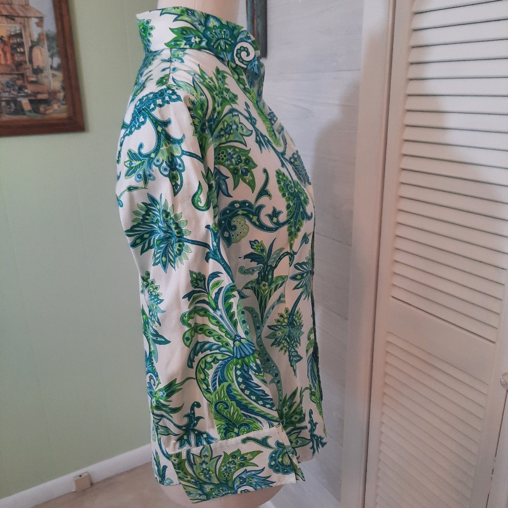 Craig Taylor Egyptian cotton paisley button down fitted top blouse small NWOT *4 - Picture 6 of 6